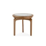 THORNFIELD Natural Cedar Wood Side Table, round cedar wood side table with glass inlay top, Product Code: TN5064815.