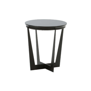 ANTIONE Black Auxiliary Table, mid-century wood side table with black veneer and metal pedestal base, Product Code: TN5064816.