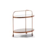 IRÉNE Rose Gold Wine Bar, elegant rose gold frame with mirrored shelves, stylish home bar, Product Code: TN5064821.