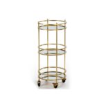 JOSIANE Gold Wine Cart, three-tier bar cart with golden finish and mirrored shelves, elegant design, Product Code: TN5064820.