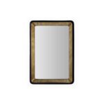 GABRIEL Metallic Gold Wall Mirror with deep forged metal, tapered sides, antiqued gold inside, and distressed black outside, ideal for home or office décor.