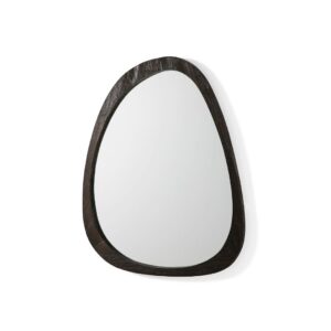 WESTWOOD Dark Brown Mirror made from solid wood with a rich dark brown finish and beautiful graining, featuring a unique shape perfect for enhancing living rooms, bedrooms, or hallways.
