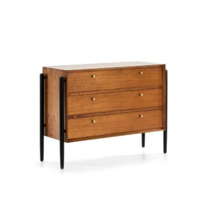 ITALO Solid Wood Chest Of Drawers featuring solid dark wood construction with beautiful graining and contemporary chunky legs, offering robust design and ample storage for any interior space.