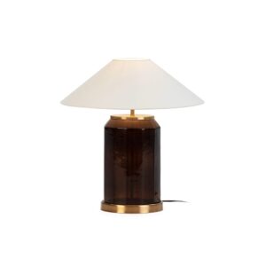 HELENA Antique Gold Table Lamp featuring a vintage luxury design with a brown glass base and antique gold metal accents.