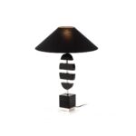 MICHEL Black Granite Table Lamp featuring individual granite pieces with spaces between and nickel accents, creating a sculptural and stylish design.