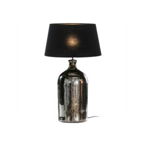 CAMILLA Antique Silver Glass Table Lamp featuring a large bottle-style design with a luxurious reflective antique silver finish.