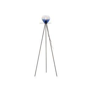 MILANO Blue Crystal Floor Lamp with black tripod base and blue crystal shade in top hat shape, perfect for adding elegance to any room.