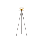 MILANO Amber Crystal Floor Lamp with black tripod base and amber crystal shade in a top hat shape, ideal for adding modern luxury to your home.