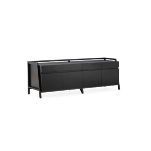 VALENTINI Cedar Wood Sideboard with sleek black finish, four drawers, and two cupboards with four doors, perfect for elegant and practical storage.