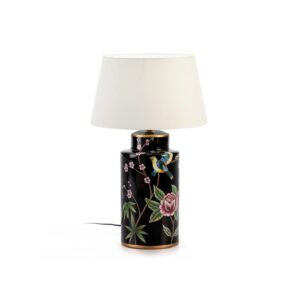 ELOHIM Ceramic Nature Table Lamp with bird and floral motifs, crafted from ceramic, ideal for adding artistic charm to interiors.