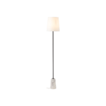 ÉlOISE White Marble Floor Lamp with a luxurious white marble base and slim black pole, perfect for adding elegance to modern interiors.