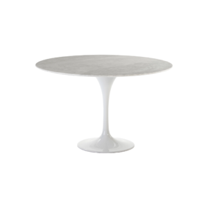ÉMERIC White Marble Dining Table with round top and tulip-shaped base
