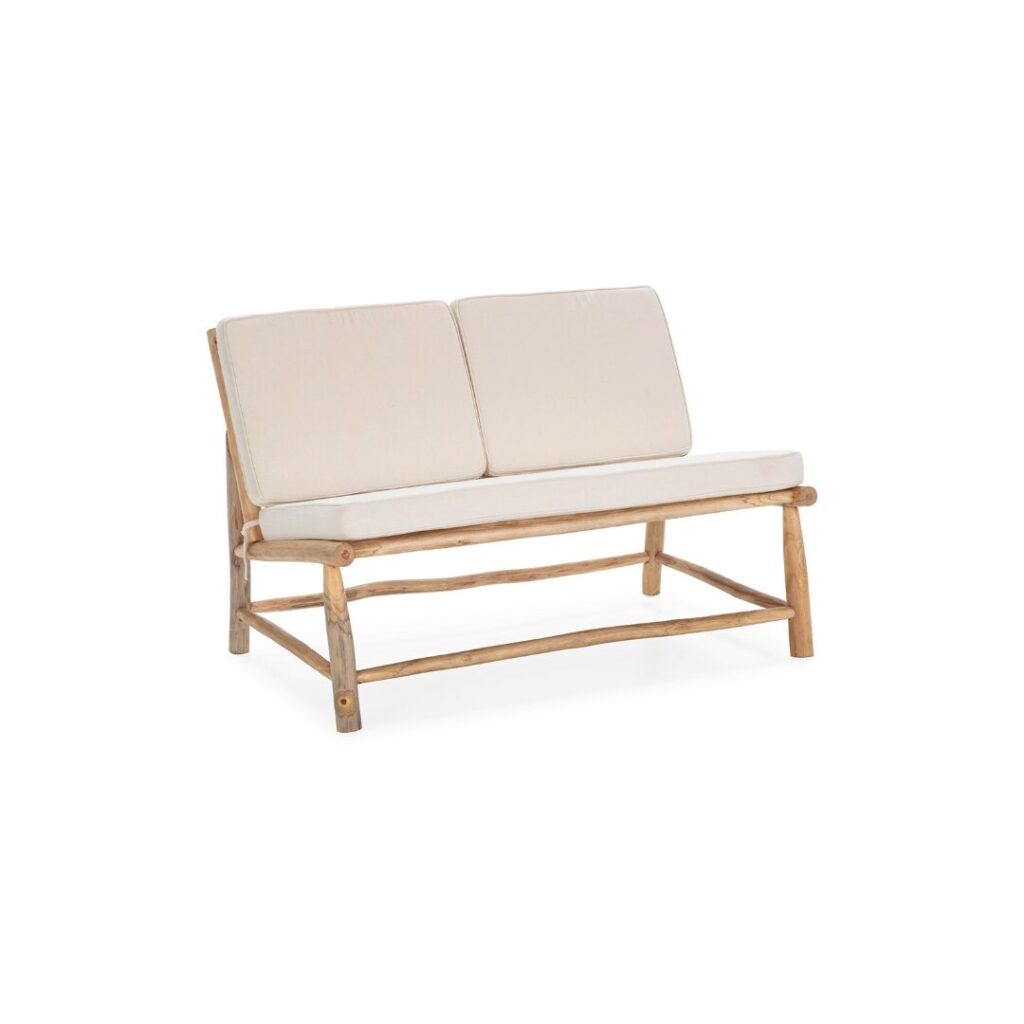 ORLEN Natural Teak 2 Seat Sofa with a warm wooden finish and classic design
