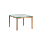 TIFFANY teak coffee table with glass top, featuring a sleek design that complements indoor and outdoor spaces