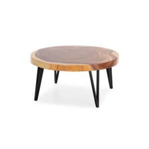 George Suar Wood Coffee Table with a sleek, minimalist design, measuring 100 cm width x 100 cm depth x 45 cm height, made from premium suar wood.