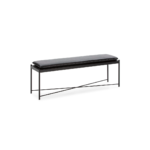 JULIAN Black Leather Bench with metal frame, modern design for contemporary interiors