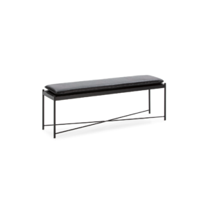 JULIAN Black Leather Bench with metal frame, modern design for contemporary interiors