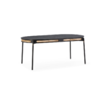 Marco Black Oval Dining Table with rattan inlay and metal legs