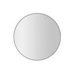 Large circular mirror with thin black frame against white background