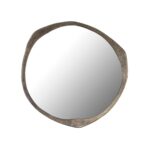 Large circular mirror with irregular antique gold frame against white background. Shop now at Louis & Henry.