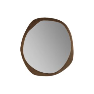 LUNA Organic Gold Mirror featuring an asymmetrical round shape with a gold aluminium frame