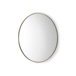 Large circular mirror with slim gold frame against white background