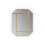 REGA octagonal gold-framed mirror with geometric divisions, showcasing mid-century modern design.