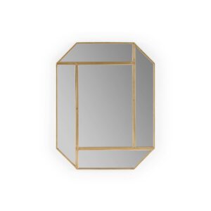 REGA octagonal gold-framed mirror with geometric divisions, showcasing mid-century modern design.