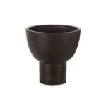 Medium-sized black cement planter with a modern elevated bowl shape on a cylindrical base