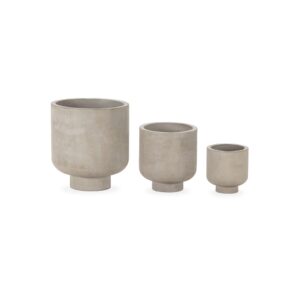 Trio of natural cement planters in varying sizes. Luxury planters and outdoor furniture, shop now at www.louisandhenry.co.uk