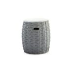 VOGUE Ceramic Stool with a unique textured surface in a grey glaze finish, ideal as a stool, side table, or decorative piece for indoor and outdoor use.