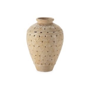 PENN Cream Wash Terracotta Vase with intricate floral patterns and a sophisticated cream finish, ideal for indoor and outdoor spaces. Shop now at Louis & Henry