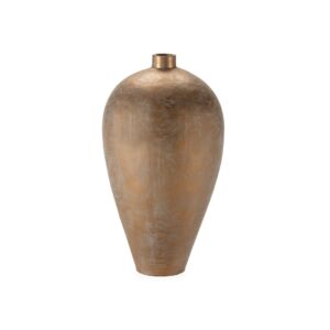 Large antique gold fibre cement vase with weathered texture and amphora-inspired design