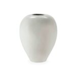 LAVIN XL White Fibre Cement Vase with a sleek, rounded silhouette and tapered neck, ideal for modern interiors.