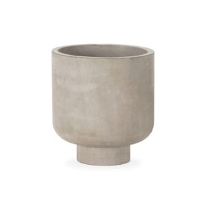 Large natural cement planter with a cylindrical design. Shop designer planters at Louis & Henry