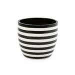 GRACE Black and White Fibre Cement Planter with bold stripe design, ideal for modern interiors and exteriors. sHOP DESIGNER PLANTERS IN THE UK at Louis & Henry