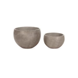 Pair of bowl-style contemporary planters in dark anthracite grey. Shop the best garden accessories in the UK at Louis & Henry. The UKs finest destination for quality home decor.