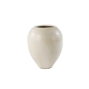 Small cream-colored terracotta vase with ovoid shape and artisanal finish