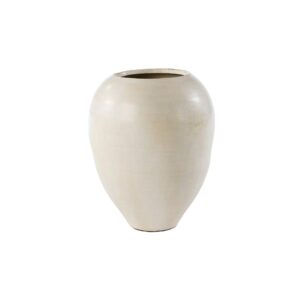 Large cream-colored terracotta vase with ovoid shape and subtle texture