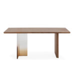 FIORI Dining Table featuring a solid wood top and gradient acrylic base, blending natural and modern design elements