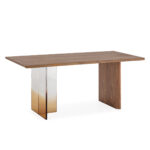 FIORI Dining Table featuring a solid wood top and gradient acrylic base, blending natural and modern design elements