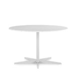 NESSA White Marble Dining Table with round top and white star-shaped metal base