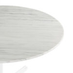 NESSA White Marble Dining Table with round top and white star-shaped metal base