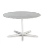 NESSA White Marble Dining Table with round top and white star-shaped metal base