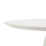 GALIA Dining Table featuring an oval gloss white fibreglass top and a uniquely shaped dark grey fibreglass base, embodying modern sculptural design