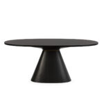 HAVIL Black and Gold Fibreglass Dining Table with an elongated oval top and conical base, featuring a matte black finish with subtle gold accents.