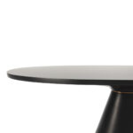 HAVIL Black and Gold Fibreglass Dining Table with an elongated oval top and conical base, featuring a matte black finish with subtle gold accents.