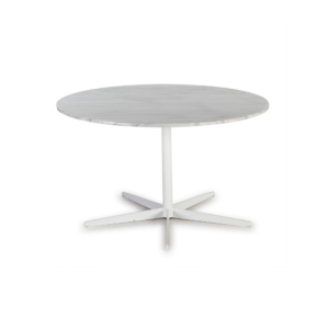 NESSA White Marble Dining Table with round top and white star-shaped metal base