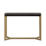 CAMBRIDGE Gold and Black Console Table with a black spruce wood top and gold-finished metal frame, perfect for contemporary and glam interiors.