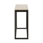 HEARTFORD Travertine Console Table with a natural stone top and black spruce wood frame, perfect for modern interiors.